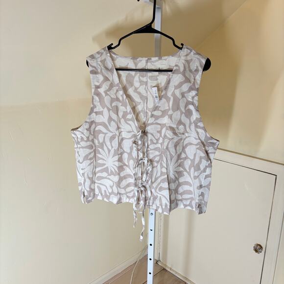 Loft Lou & Grey NWT Jungle Linen Cotton Wide Leg Crop Pant & Tie Front Tank XXL - Picture 5 of 15